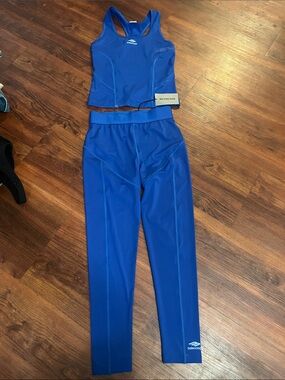Balenciaga Royal Blue Two-Piece Active Set — Tank & High-Waist Leggings